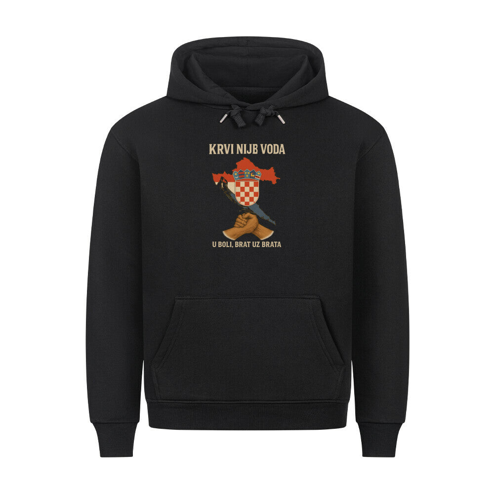 Grauer Pelasgia Hoodie mit "Brat uz Brata" Print, bequemer Premium Hoodie aus weichem Stoff, ideal für kalte Tage