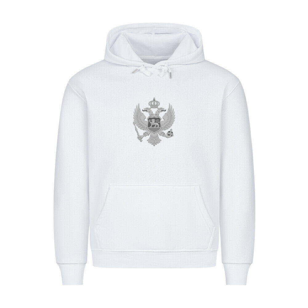Hoodie von Pelasgia mit Montenegro-Design, aus weichem Stoff, zeigt das farbenfrohe Muster auf der Vorderseite.