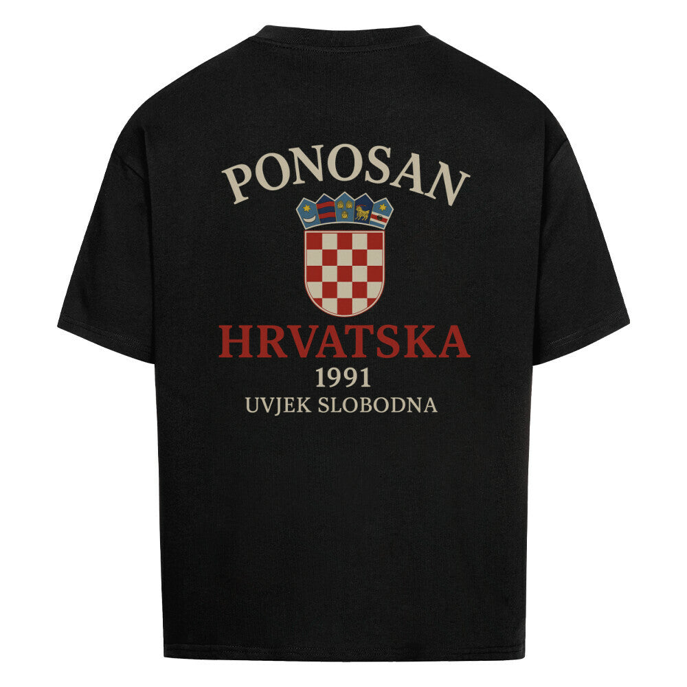 Hrvatska 1991 Oversized T-Shirt von MarketPrint, weiße Baumwollshirt mit Druck, bequemes, lässiges Design, Frontansicht
