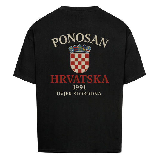 Hrvatska 1991 Oversized T-Shirt von MarketPrint, weiße Baumwollshirt mit Druck, bequemes, lässiges Design, Frontansicht