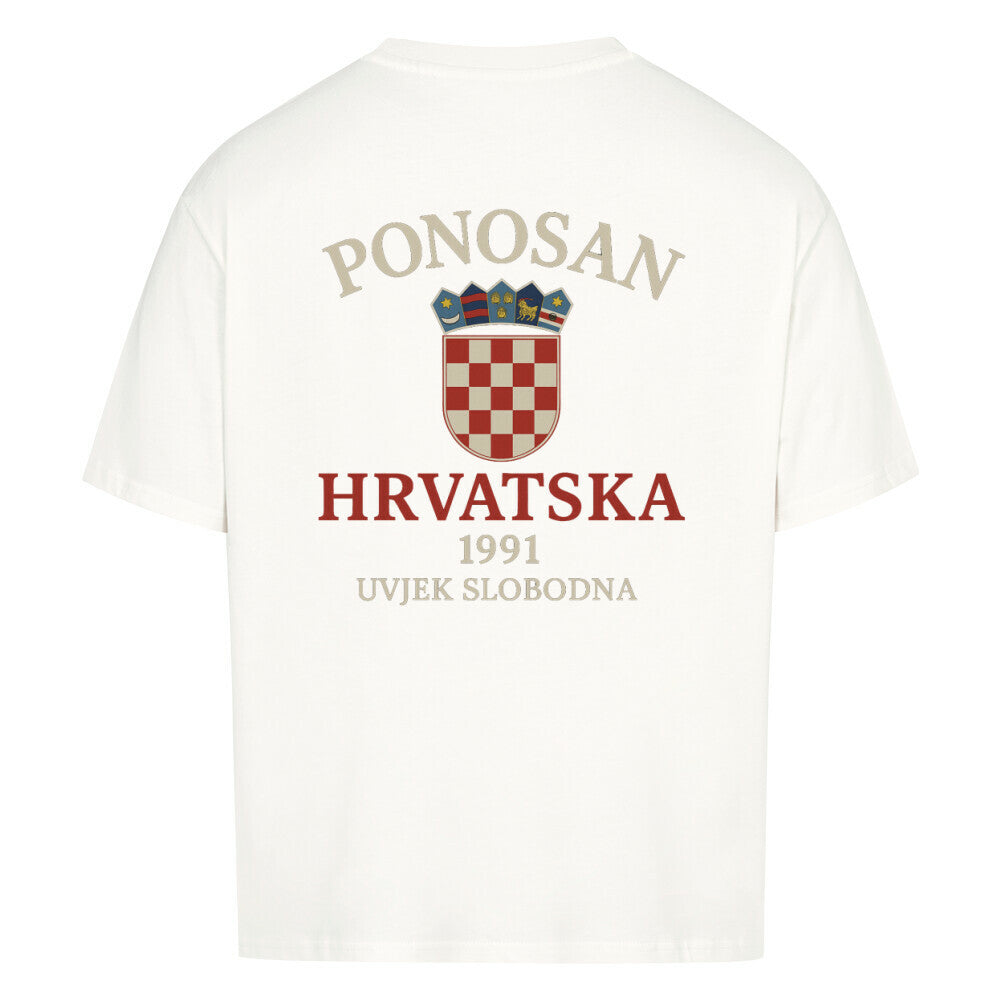 Hrvatska 1991 Oversized T-Shirt von MarketPrint, weißes Shirt mit Flagge und Aufdruck, bequem und modisch für Damen und Herren