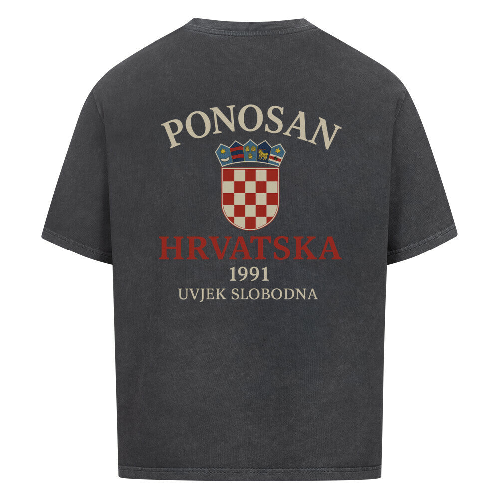 Hrvatska 1991 T-Shirt von MarketPrint, oversized Shirt mit Druck, weißes T-Shirt mit historischen Motiv in Bildaufnahme
