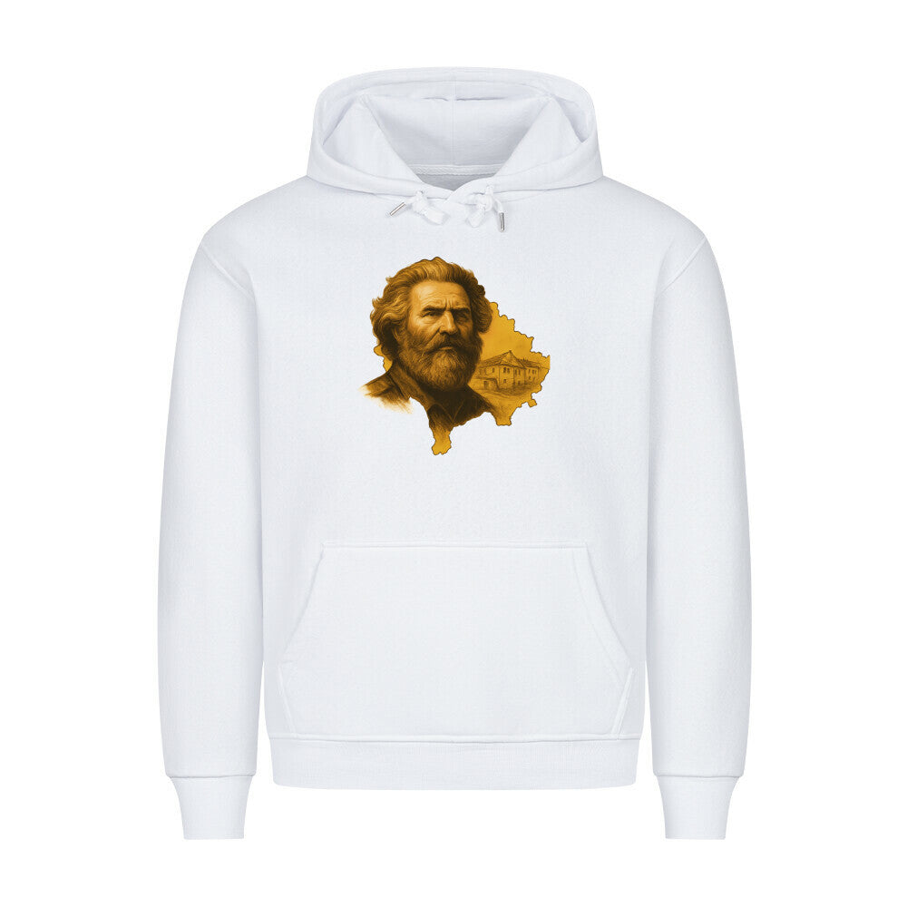 Pelagia LEGJENDA E PREKAZIT Premium Hoodie, schwarze Kapuzenjacke aus weichem Material mit Logo-Design auf der Vorderseite