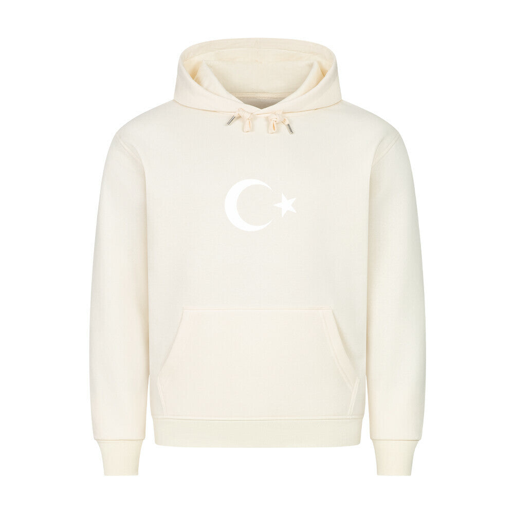 Pelasgia Hoodie mit türkischem Flaggen-Design, bequemer schwarzer Pullover mit Flaggenmotiven auf der Vorderseite.