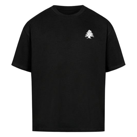 Graues Oversized T-Shirt von Pelasgia mit Libanon-Design, lockere Passform, aus weichem Baumwollstoff.
