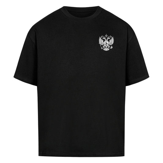 Großes russisches T-Shirt von Pelasgia mit Oversized-Passform, weiße Baumwolle, lässiger Stil, auf dem Bild sichtbar.