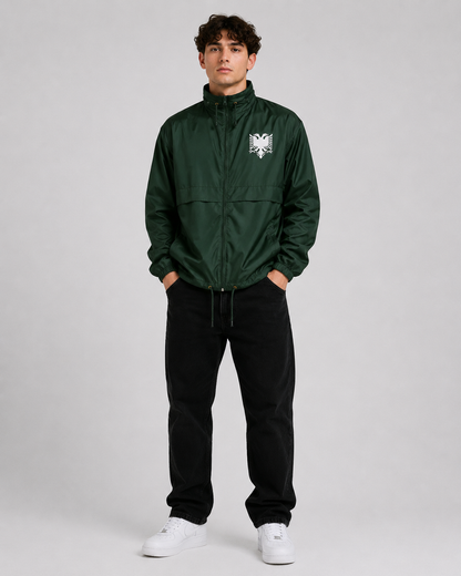 Leichte Pelasgia Windbreaker Jacke mit Albanien-Design, wasserabweisend und sportlich, ideal für Outdoor-Aktivitäten.