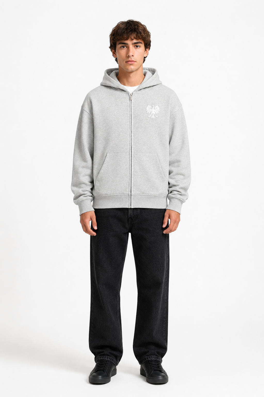 Polen Zip-Hoodie von MarketPrint, bequemer Kapuzenpullover mit Reißverschluss, ideal für Freizeit und sportliche Aktivitäten.