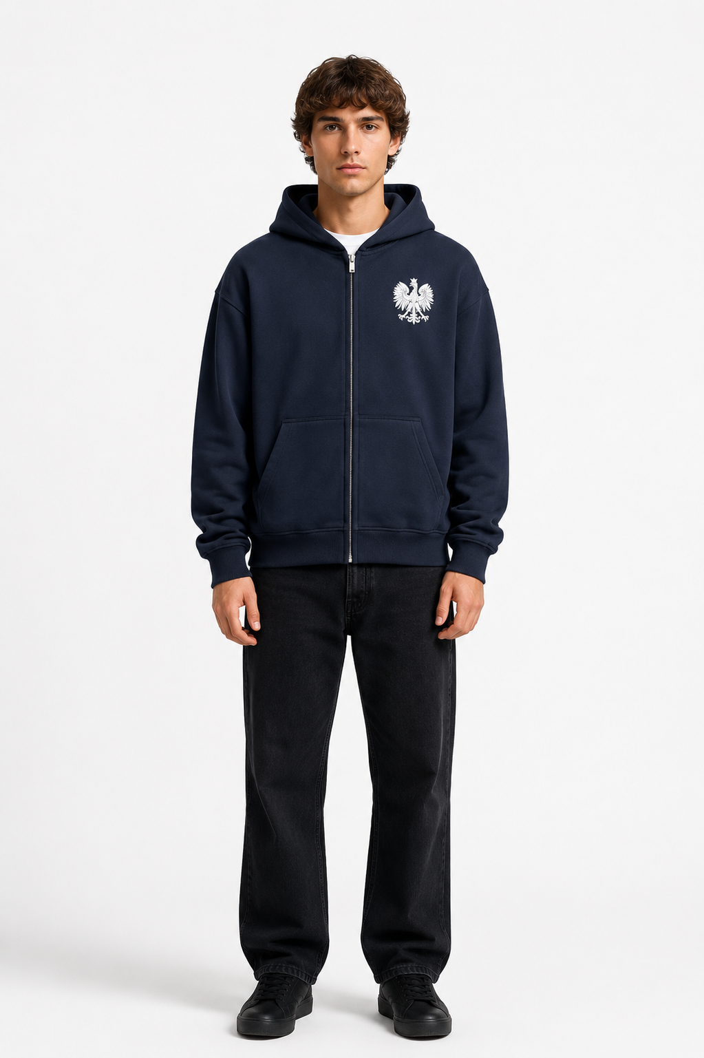 Polen Zip-Hoodie von MarketPrint, bequemer grauer Hoodie mit Zip-Verschluss und Kapuze, ideal für lässige Outfits