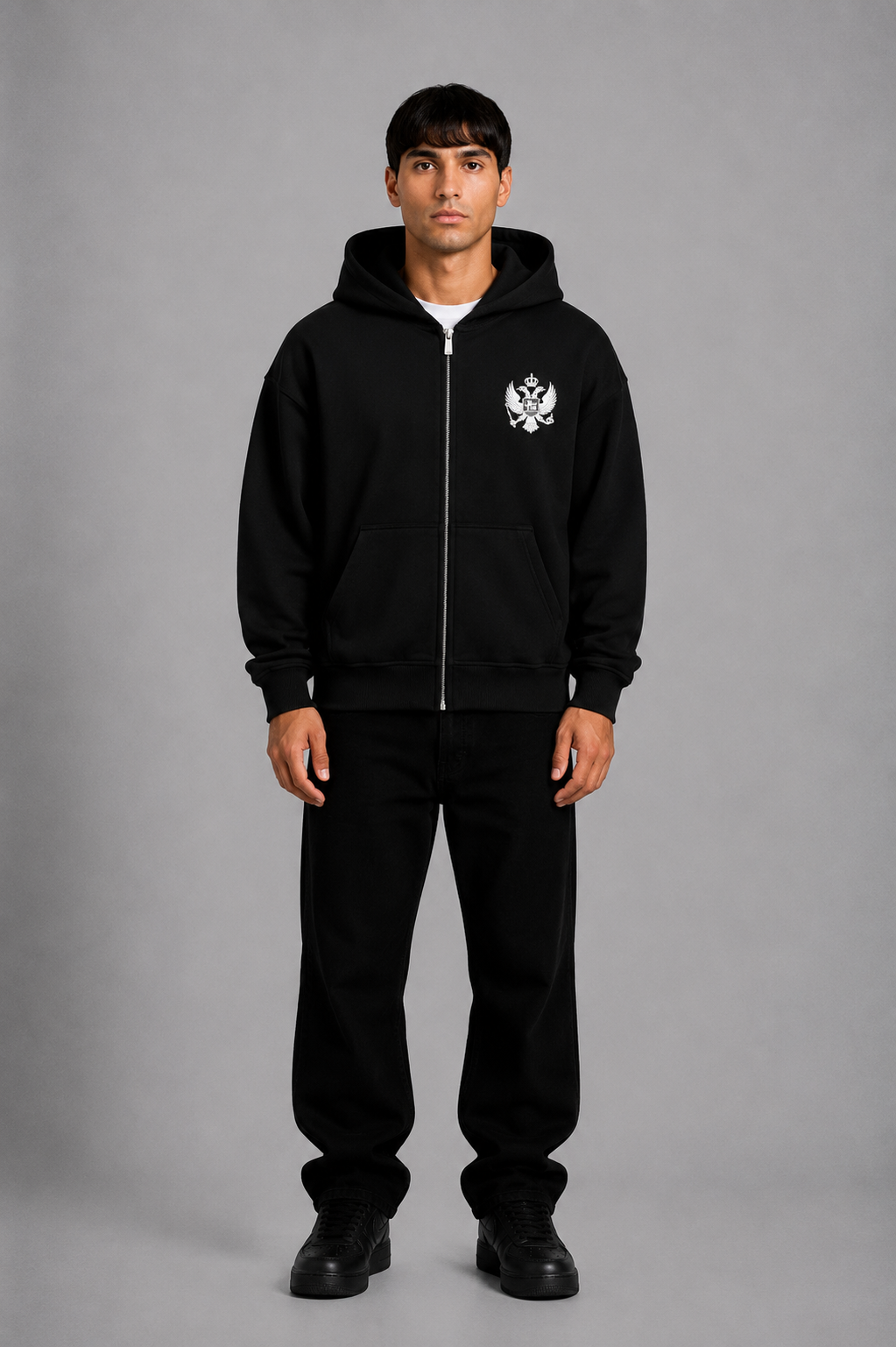 Pelagia Montenegro Zip-Hoodie aus Baumwolle, bequemer Hoodie mit Reißverschluss, in moderner Designoptik.