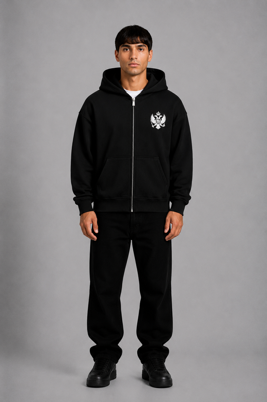 Pelagia Montenegro Zip-Hoodie aus Baumwolle, bequemer Hoodie mit Reißverschluss, in moderner Designoptik.