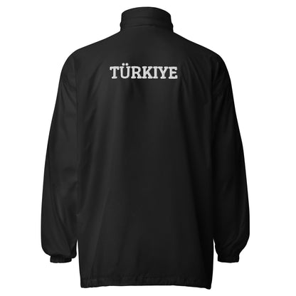 Unisex schwarze Windbreaker-Jacke der Marke Pelasgia, leichtes und sportliches Design, Rückenansicht.