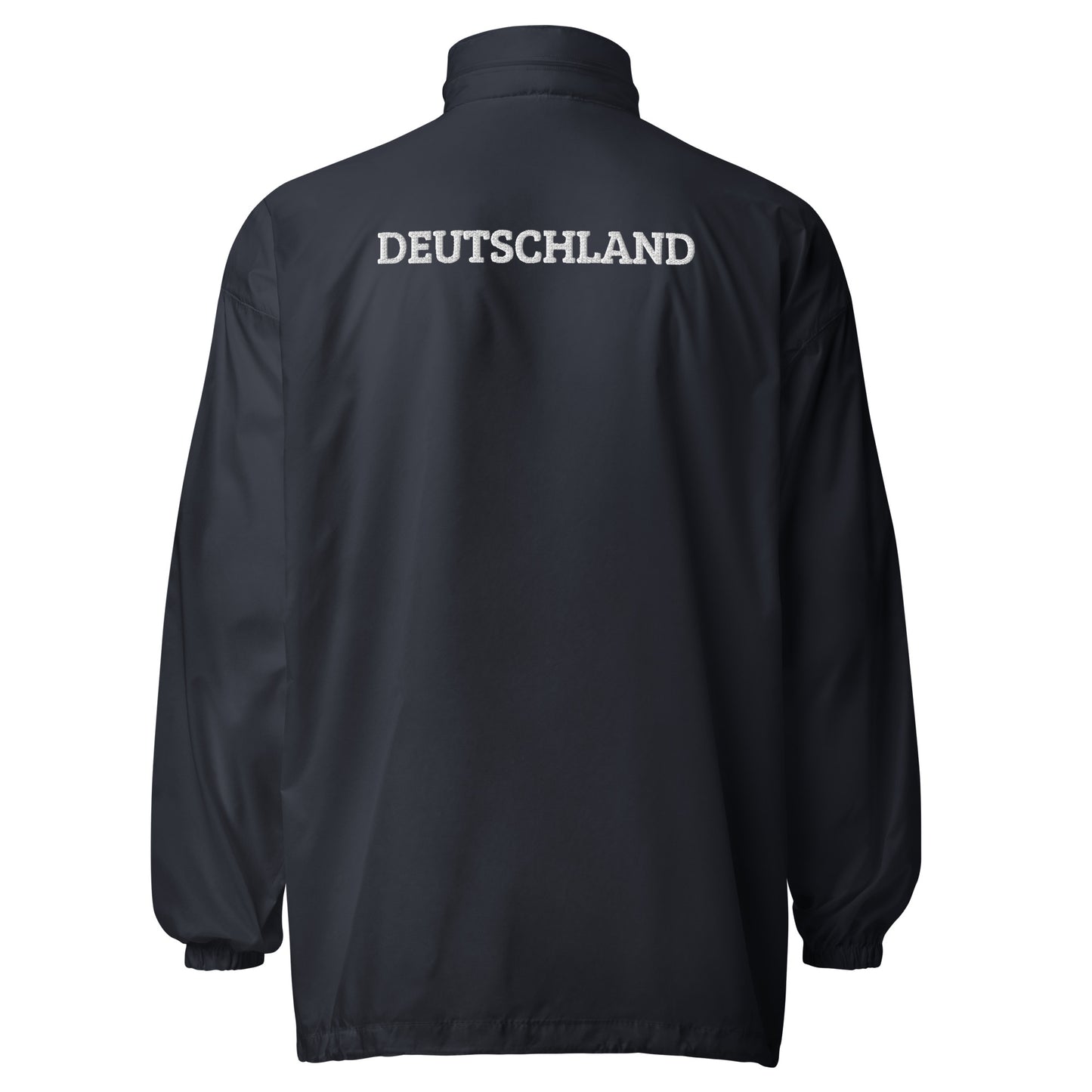 Unisex Windbreaker Jacke von Pelasgia in Navy, leichte, wasserabweisende Jacke mit Kapuze und praktischem Design.