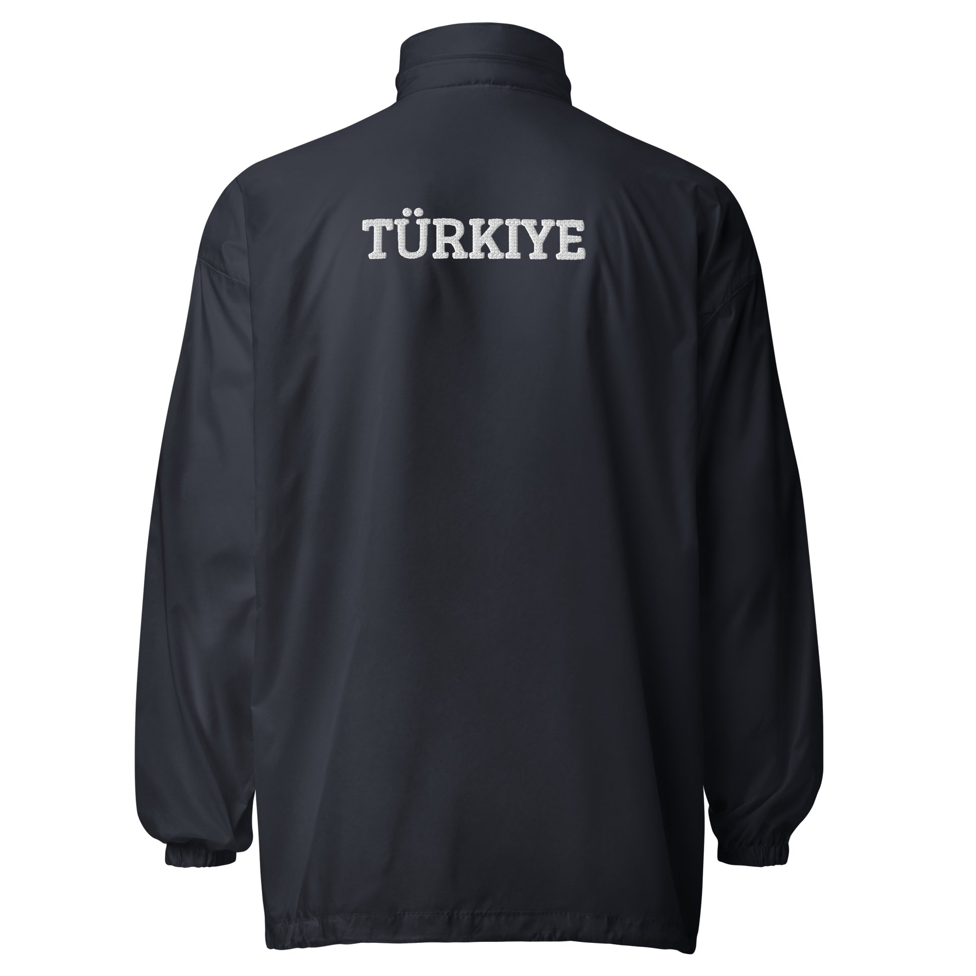 Unisex Navy Windbreaker Jacke von Pelasgia, leichte, wasserabweisende Outdoor-Jacke mit Reißverschluss und Kapuze.