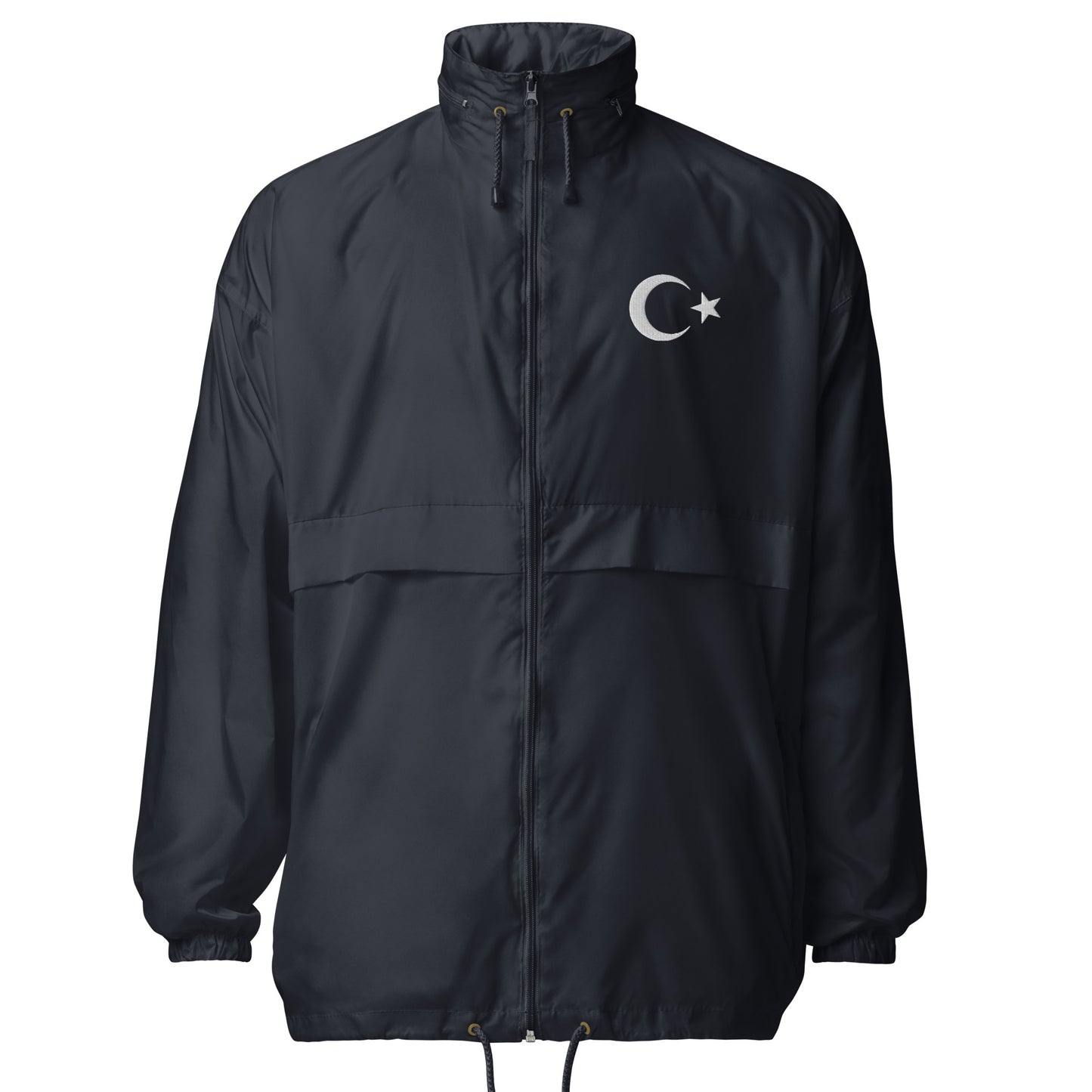Unisex Windbreaker Jacke von Pelasgia in Navy, frontansicht, leichte und wetterfeste Outdoor-Jacke für Damen und Herren.