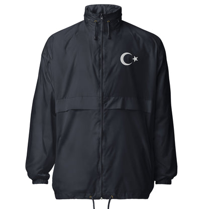 Unisex Windbreaker Jacke von Pelasgia in Navy, frontansicht, leichte und wetterfeste Outdoor-Jacke für Damen und Herren.
